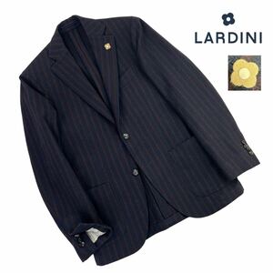 定価10万超 極美品 LARDINI ラルディーニ 3B段返 テーラードジャケット サイズ44/S相当 濃紺ネイビー ブラウン イタリア製 秋冬向き A2326