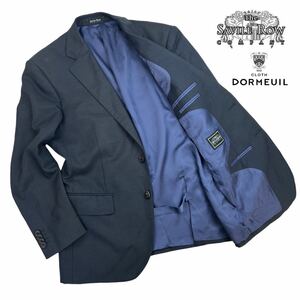 美品 SAVILE ROW×DORMEUIL サビルロウ ドーメル 2Bテーラードジャケット サイズAB4/L-XL相当 濃紺 ネイビー 美シルエット 通年 秋冬 A2392