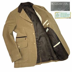 定価約7万 美品 AQUAVIVA×VELLUTO DUCA VISCONTI DI MODRONE 3Bテーラードジャケット サイズ48/L相当 秋冬 ベージュ イタリア製 A2400