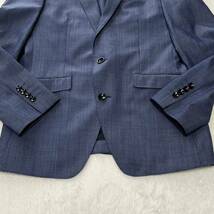 スーツセレクト　スーツセットアップ　3ピース　背抜きジャケット　ジレ　ベスト　ノータックスラックス　ウール混　青　M相当_画像3