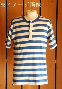 アナトミカ　マリニエール1910ヘンリー　ボーダーTシャツ　ブルー×ナチュラル　サイズL