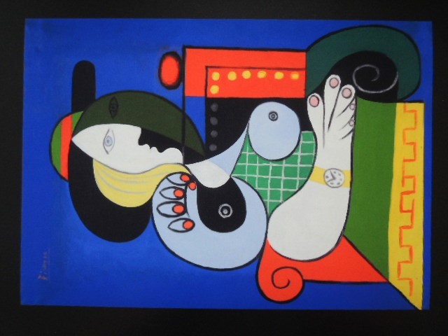 A4 gerahmtes Poster Pablo Picasso Femme a la Montre Porträt 1932 Herrin Marie Therese Walter Gemälde Kunst Fotorahmen, Innenausstattung, Bilderrahmen, Andere