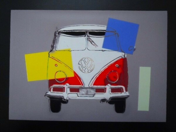 A4 額付き ポスター アンディーウォーホル VW フォルクスワーゲン バス 車 ポップアート 