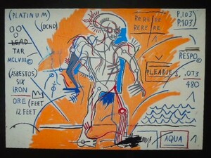 A4 額付き ポスター Basquiat ジャンミシェルバスキア Jean-Michel Basquiat 1983 AQUA ジャン＝ミシェル・バスキア 
