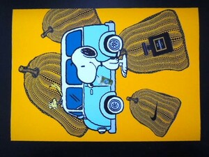 A4 額付き ポスター スヌーピー ウッドストック VW ワーゲンバス かぼちゃ バナナ 香水 フォトフレーム 額装