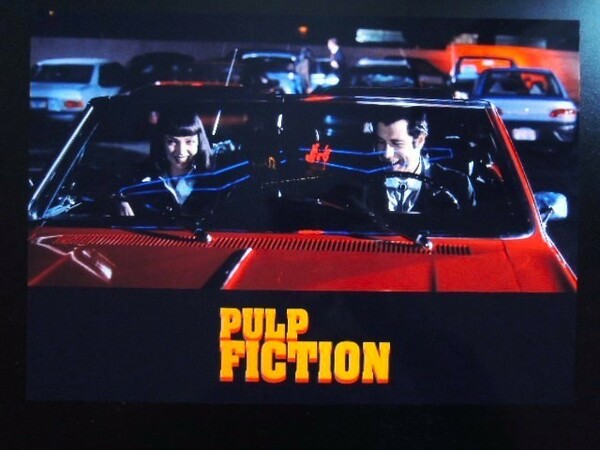 A4 額付き ポスター Pulp Fiction 1994 パルプフィクション 映画 シボレー マリブ アメ車 オープンカー 