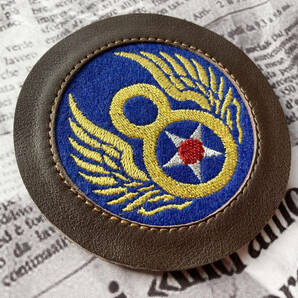 ＝☆刺繍&レザートリム☆第８空軍章・Eighth Airforce Patch☆＝(Leather Round Frame)の画像2