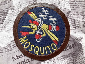 =☆刺繍＆レザートリム☆6147th Tactical Control Group -MOSQUIT- Patch☆＝(Dark Brown Leather Round Frame)