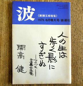 即決★波 1979年6月増大号 新潮社 表紙筆蹟：開高健，対談:井上靖・北杜夫，有吉佐和子/野坂昭如/井上ひさし/倉橋由美子/山口瞳/高橋三千綱