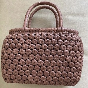 新品 サイズM 長野県産 職人手編み 六角花編み 山葡萄かっご バッグの画像5