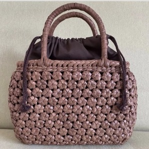 新品 サイズM 長野県産 職人手編み 六角花編み 山葡萄かっご バッグの画像1