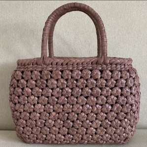新品 サイズM 長野県産 職人手編み 六角花編み 山葡萄かっご バッグの画像4