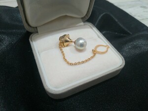 K18【 刻印有】真珠 ネクタイピン　真珠9mm 　針の材質/K18 　18金