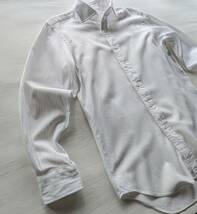 送料無料　鎌倉シャツ Maker's Shirt kamakura　日本製 ホリゾンタルカラー カッタウェイ 織模様 ストライプ ビジネス シャツ 長袖 シャツ_画像3