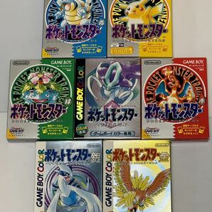 良品 ゲームボーイ ポケットモンスター クリスタル 金 銀 赤 緑 青 ピカチュウなど7本セット GAMEBOY POCKET MONSTERS 送料無料の画像1