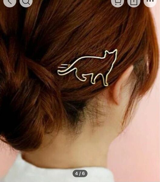 ヘアークリップ　猫　ねこ　キャット　金色