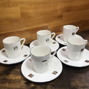 【1000円スタート】イブサンローラン YSL カップ ソーサー コーヒーカップ ホワイト 洋食器 食器 五客組 