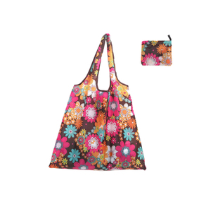 06( Brown floral print ) M size eko-bag folding compact waterproof material high capacity tote bag lovely stylish shopping sack shopping bag light weight 