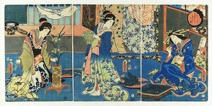 Art hand Auction Tríptico Maroudomo no Tekiwa no Ichiwa (Pinturas de belleza), Aduanas) Pintado por Toyokuni Sandai, cuadro, Ukiyo-e, imprimir, imagen kabuki, foto del actor