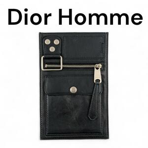 ディオールオム Dior Homme レザーポーチ ブラック 縦型 パスケース　カード入れ　名刺入れ　コインケース　小銭入れ　財布　ディオール