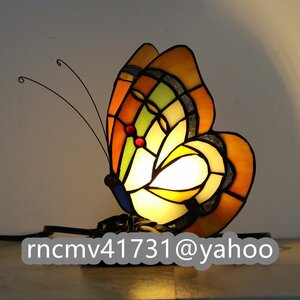 「81SHOP」 ステンドランプ ステンドグラス 蝶 照明 レトロな雰囲気 室内装飾 ティファニー デスクライト