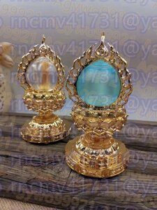 「81SHOP」 釈迦如来の宝珠です 銅メッキ 瑠璃を携帯する 法具古美術品