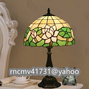 「81SHOP」 ステンドランプ 蓮 花柄 室内装飾 ステンドグラス レトロな雰囲気 ティファニー テーブルスタンド 照明