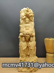 「81SHOP」 阿弥陀三尊（阿弥陀如来 観音菩薩 勢至菩薩）立像 極上品 精密彫刻　木彫仏教　仏教工芸品