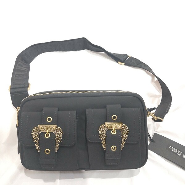 VERSACE JEANS COUTURE ヴェルサーチジーンズクチュール ショルダーバッグ ブラック ※ご購入から発送まで約7～9日前後