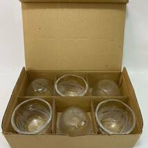 SASAKI GLASS 佐々木硝子 ガラス 小鉢 6個組 セット 笹の葉 クリア 透明 そうめん鉢 取り鉢 食器 未使用 B_画像1