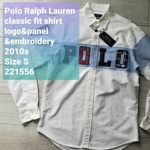 送料無料 Polo Ralph Lauren ポロラルフローレン■未使用 2010s アメリカ購入品 classic fit パッチワーク 長袖 オックスフォードシャツ S