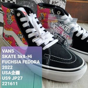 VANSバンズ■新品 22年 USA企画 廃版 SKATE CLASSICS SK8-HI FUCHSIA FEDORA スケートハイ 27cm 復刻柄 ハイトップ ヴァンズ PRO 定価13200