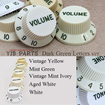 YJB PARTS ストラトノブセット 1V2T インチミリ兼用 ホワイト[Dark Green Letters](メール便のみ送料無料)_画像5