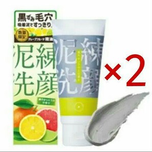 2個セット 泥練洗顔 爽やかシトラスの香り 洗顔料 泥パック ガスール クレイ アルガンオイル 黒ずみ毛穴ケア いちご鼻 クレイパック 2本