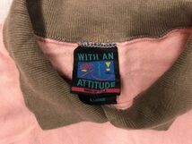 USA製 WITH AN ATTITUDE オールド アメカジ 90s 古着 サボテン ネイティブ 刺繍 スウェット トレーナー レデイース 襟付き XL ピンク_画像2