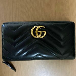 GUCCI グッチ GGマーモント　ジップアラウンドウォレット　キルティング　長財布 