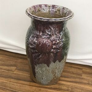 花瓶 壺 骨董 蟹が描かれてるデザイン YS D4AA