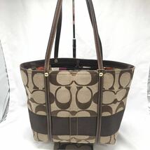 COACH コーチ シグネチャー トートバッグ ブラウン ベージュ M0868-F11098 キャンバス KN-7J80_画像1