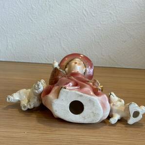 アンティーク 陶器 プードル 貴婦人 置物 人形 陶器人形 昭和 レトロ 犬 女の人 レディ ビンテージ 雑貨 インテリア オブジェの画像6