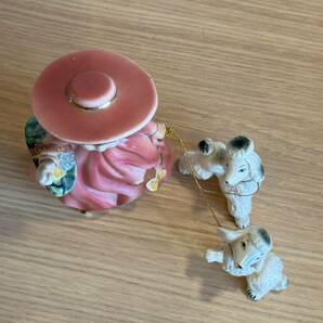 アンティーク 陶器 プードル 貴婦人 置物 人形 陶器人形 昭和 レトロ 犬 女の人 レディ ビンテージ 雑貨 インテリア オブジェの画像2