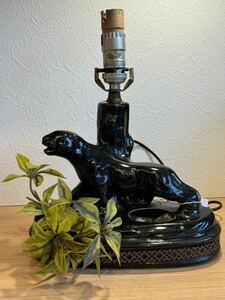  black Panther black .TV lamp ornament 1950 year Vintage Mid-century light lighting ceramics desk lamp anti - Showa Retro 