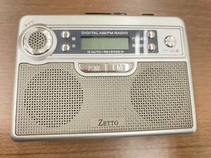 【M】◆動作未確認◆ZETTO カセットテープレコーダー ミニラジカセ 録音 再生 FM AM 時計 アラーム 昭和 レトロ ラジオ 本体のみ