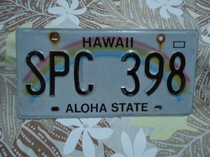 ハワイ　2014年製　ライセンス　ナンバープレート　レインボー　SPC 398　本物
