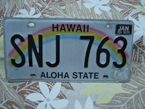 ハワイ　2024年製　ライセンス　ナンバープレート　レインボー　SNJ 763　本物