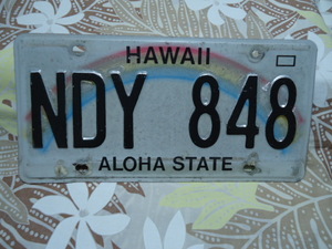 ハワイ　2001年製　ライセンス　ナンバープレート　レインボー　NDY 848　本物