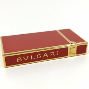 ●BVLGARI ブルガリ ガスライター ゴールド×レッド ケース付 着火確認済[ne]u153の画像6