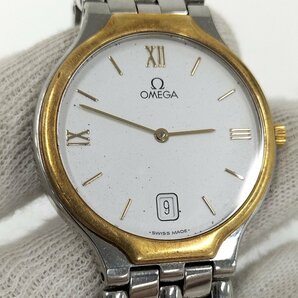 ●ジャンク OMEGA オメガ デビル メンズ腕時計 ホワイト文字盤 二針 クォーツ デイト 中古[ne]u567の画像7