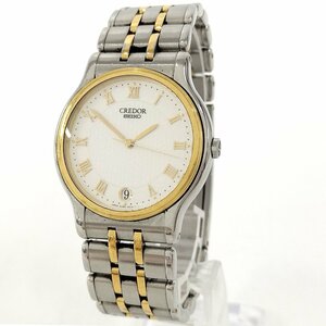 ●SEIKO セイコー クレドール 8J86-6A00 ベゼル18KT SS メンズ腕時計 ホワイト文字盤 クォーツ 中古[ne]u564