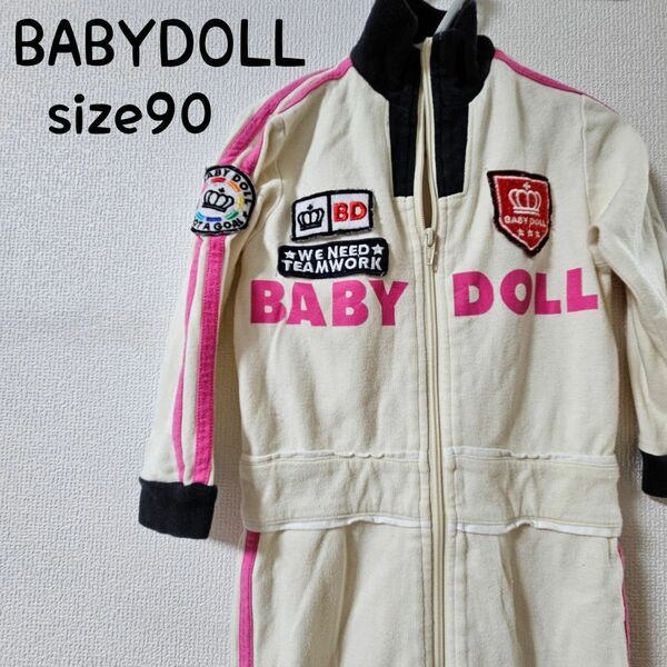 BABYDOLL☆オーバーオール　長袖ロンパース 白 90サイズ