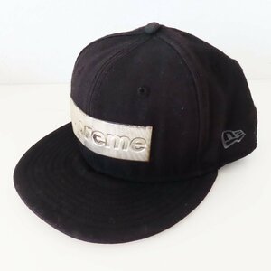 M05 Supreme シュプリーム 16SS メタリック ボックスロゴ ニューエラ キャップ ブラック/シルバー 7 1/4